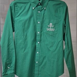 Ralph Lauren Irish Kelly Green Button-Down Shirt with Embroidered Chest Pocket
